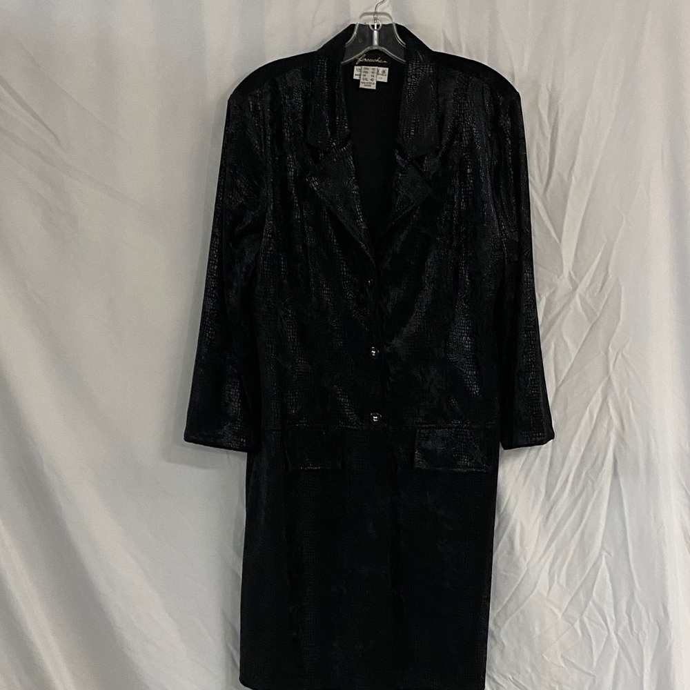 Vintage farouche long black Shimmer-gator dress coat